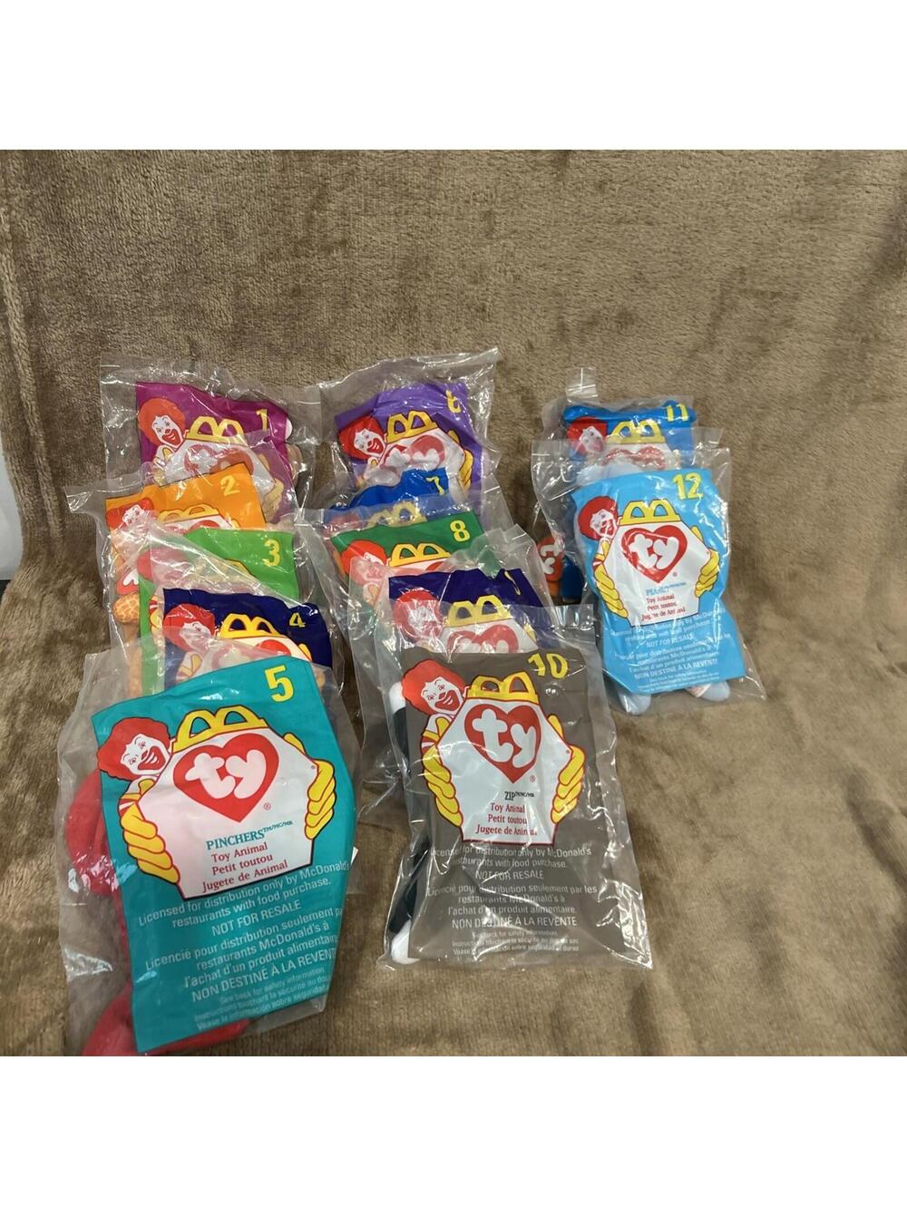 McDonald's Happy Meal Toys TY Teenie Beanie Babies 1998 Complete set of 12- New